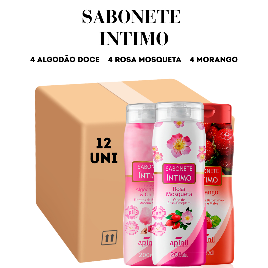 Kit 12 Unidades Sabonete Intimo 4 Algodão do Doce 4 Rosa