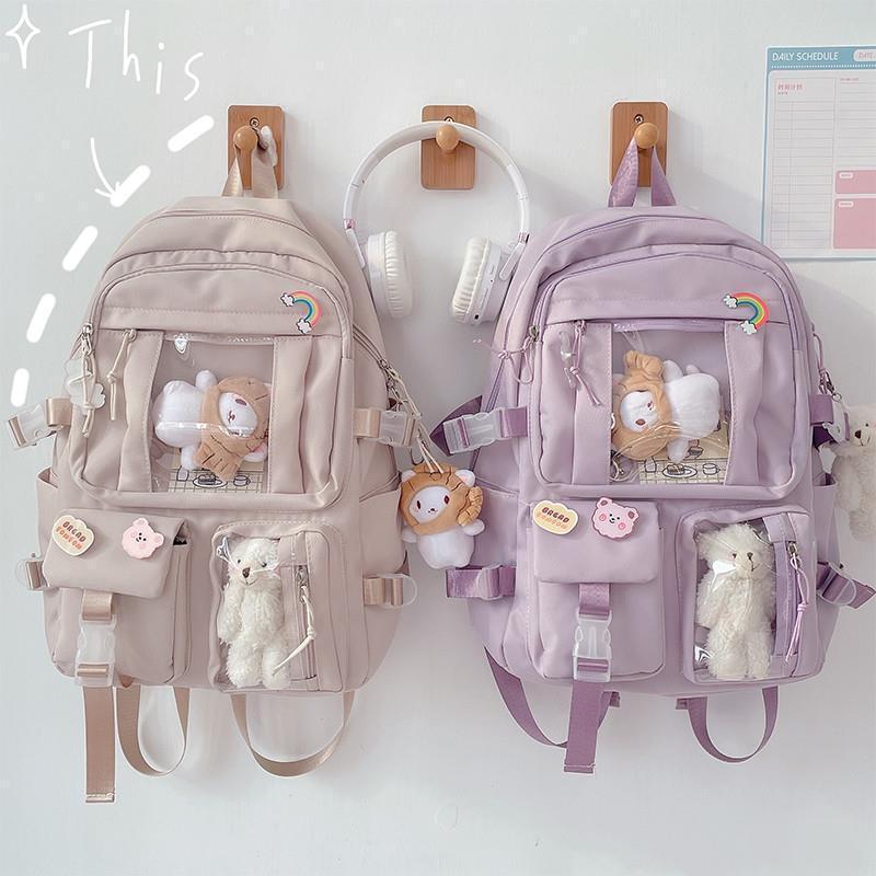Mochila Escolar Feminina Kawaii Grande Capacidade, Mochila Coreana Casual para Escola, Faculdade e Viagem