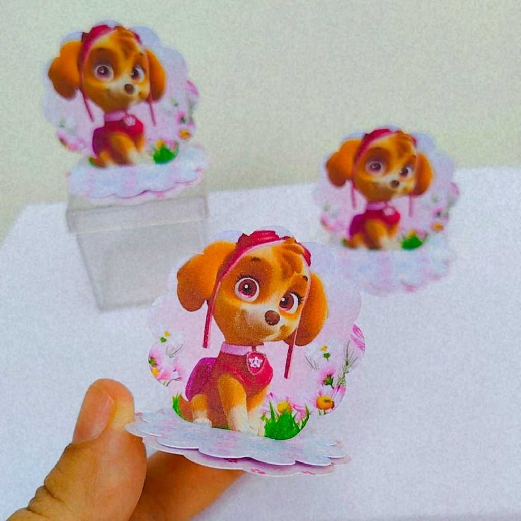 Kit Aplique 3D, 10, 20, 30 ou 40 und. Tag Skye Patrulha Canina Personalizada Lembrancinhas Festa infantil Aniversár