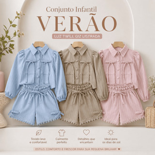 Conjunto Infantil Luiz Twill Giz Listrada Verão