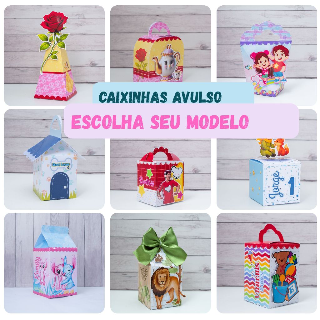 Caixinhas personalizadas TODOS OS TEMAS- Kit Caixas Lembrancinha Para Festa