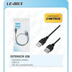 Cabo Usb Extensão 2M Extensor Macho X Femea 2.0 Velocidade LE-803