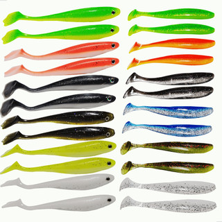 Kit 24un Isca Soft Shad Silicone 10cm 6g e 9cm e 4g Pesca de Tucunaré Traira Robalo - Tralha de Ouro