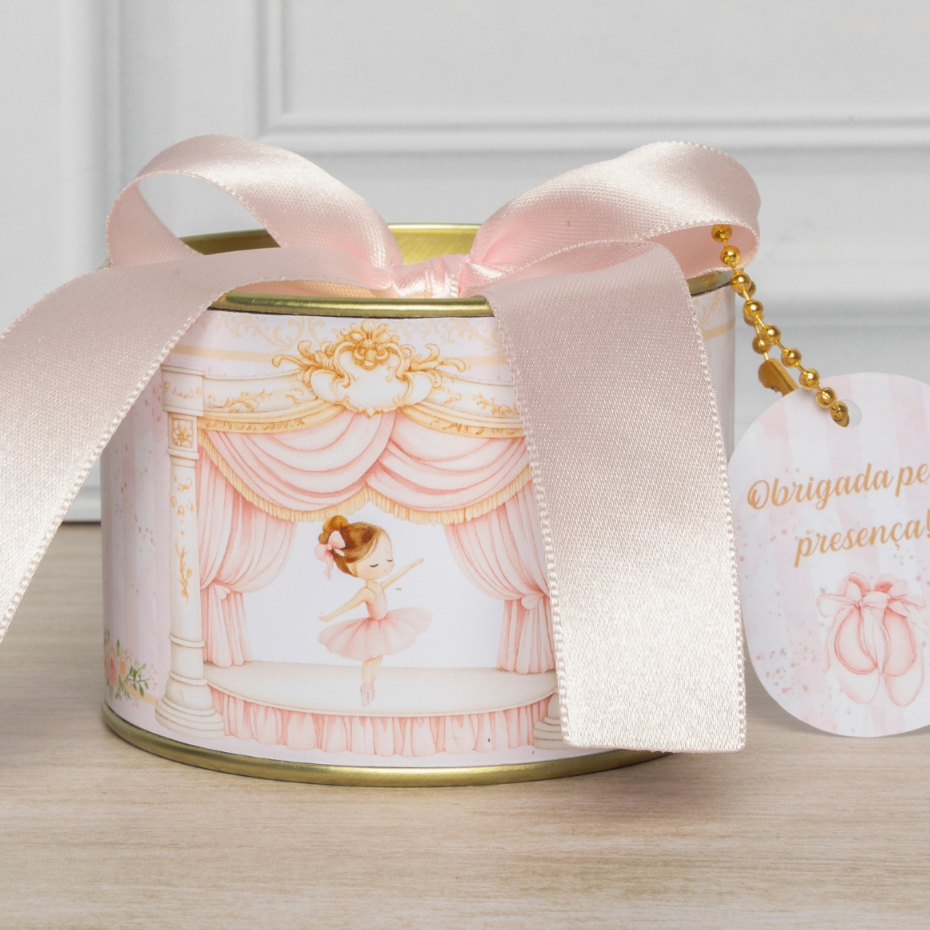Kit Tubolata 7x5cm Personalizada Bailarina Rosa Maternidade Lembrancinha Festa Aniversário