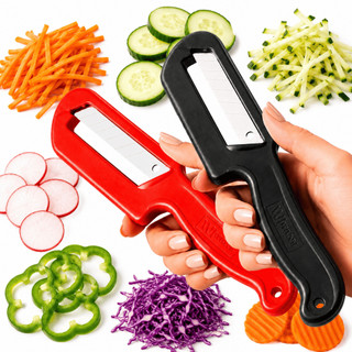 Kit 2 Fatiador Descascador Picador Cortador de Legume Frutas e Verduras Couve Fininho Lâminas Afiadas Para Cozinha