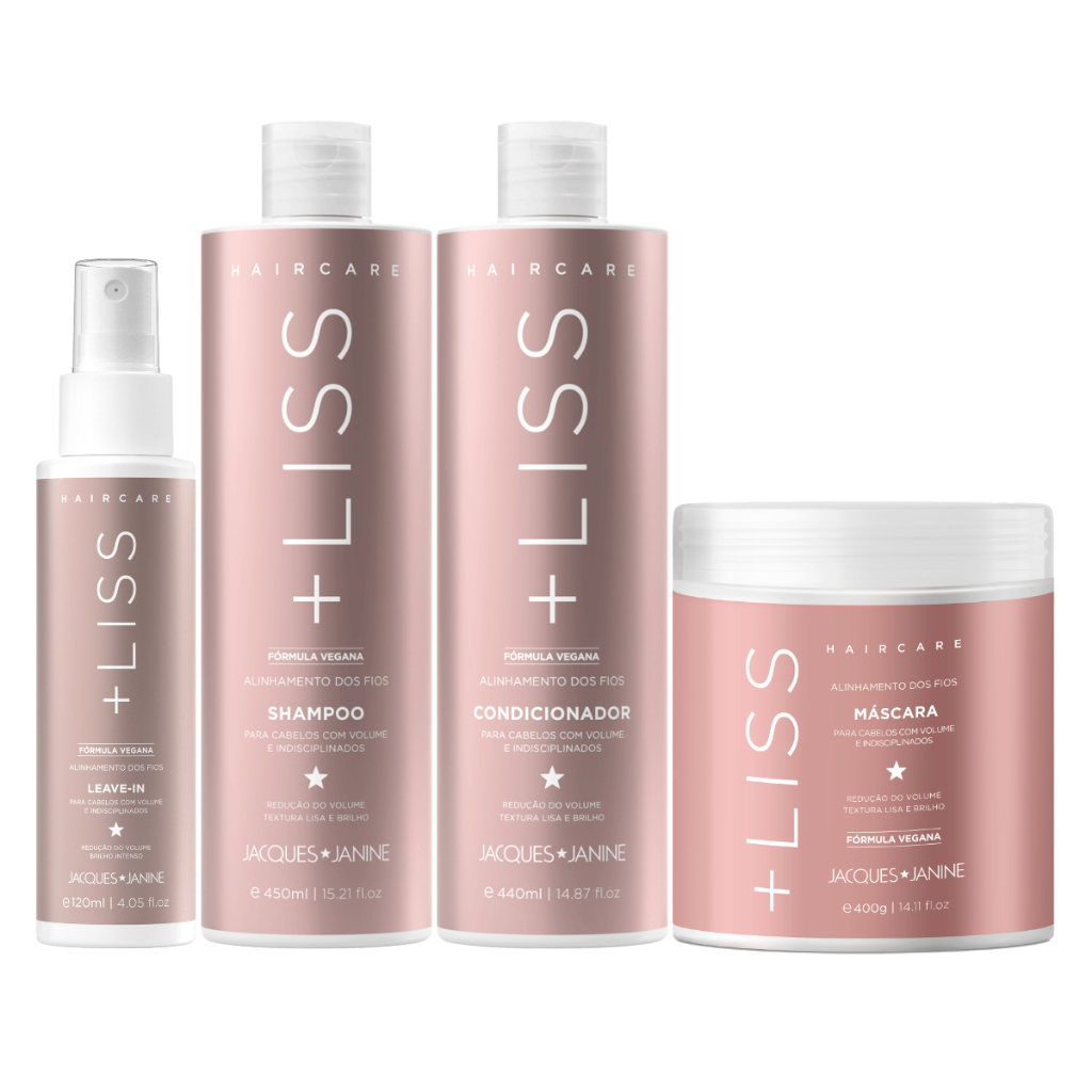 Kit Jacques Janine Liss Shampoo 450ml Condicionador 440ml + Máscara Hidratação 400g + Spray Finalizador 120ml