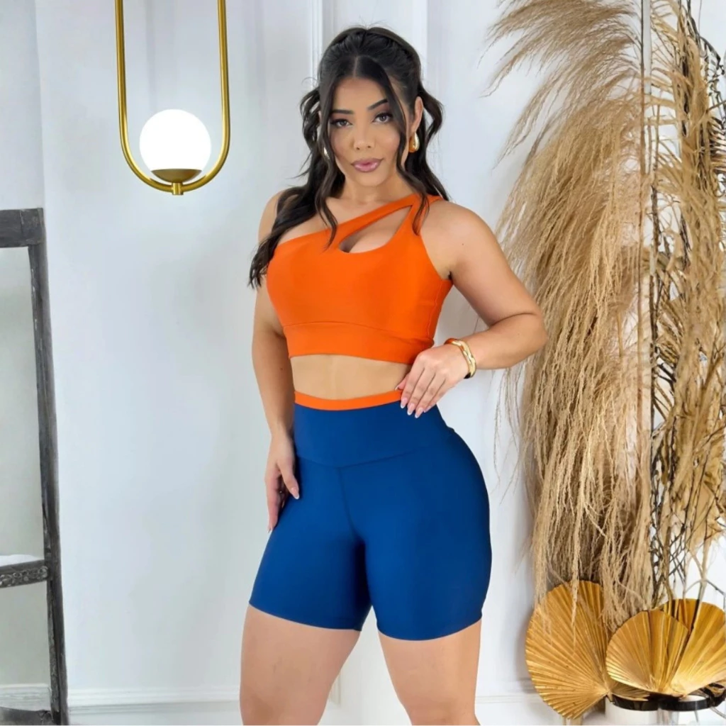 Useari top short nula manga conjunto de academia feminino treino roupa fitness zero transparência — imagem 1