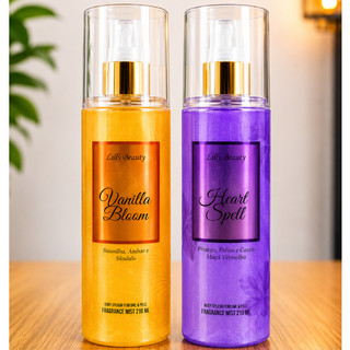 Kit 2 body splash com glitter loção corporal Lilly Beauty perfume luminoso 210 ml varias fragrancias