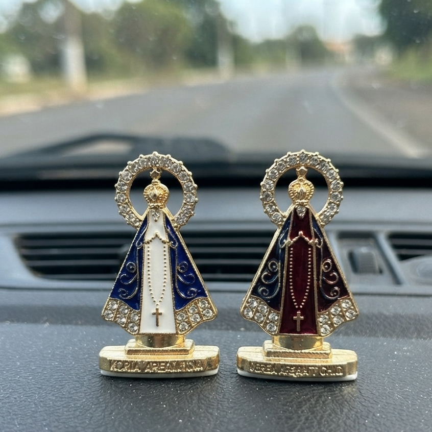 Santinha Para Painel de Carro Imagem Nossa Senhora Aparecida Estante Enfeite de Metal Autocolante