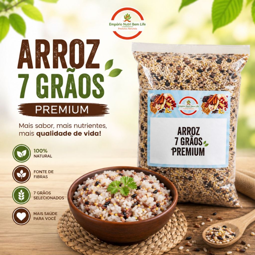 🌾 Arroz 7 Grãos Premium | Mix de Grãos Selecionados | Rico em Fibras | Alimentação Saudável