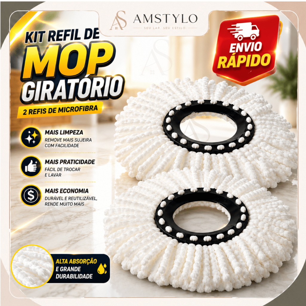 Refil Para Mop Giratório Balde Redondo Esfregão Microfibra Universal 360 - 16cm
