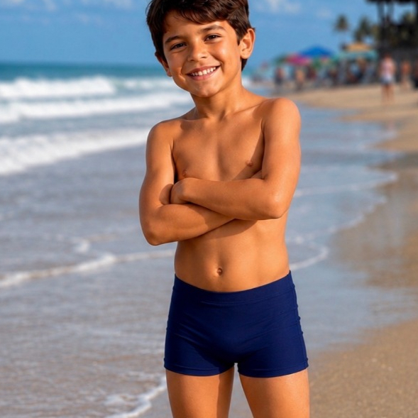 Sunga Boxer Lisa infantil Forrada 2 a 12anos Proteção UV Envio Ultra Rápido em 6h