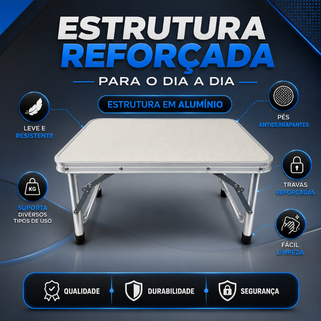 Mesa Dobrável Portátil Premium para Camping e Escritório