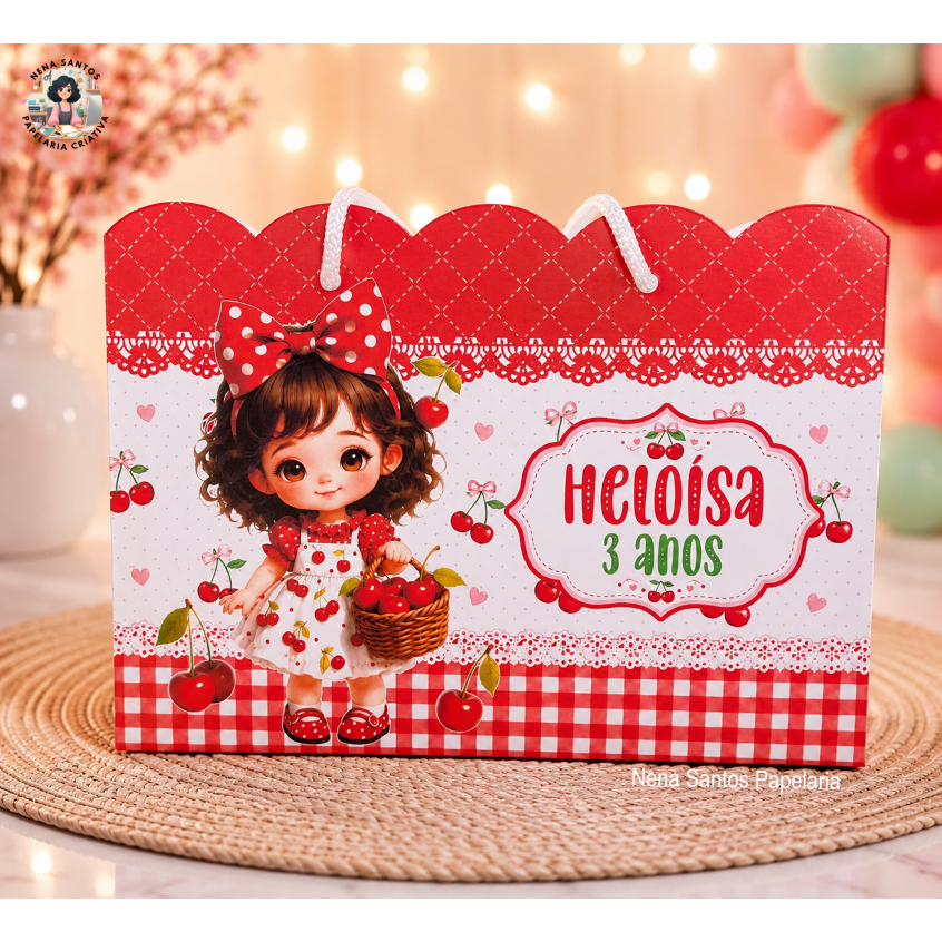 Sacolinha CEREJINHA Personalizadas (Pegue e Monte) Lembrancinha Aniversário Festa Infantil Cerejinha