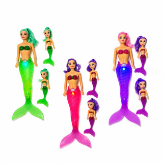 Boneca De Sereia Com Luz  + 2 Mini Sereias Brinquedo Infantil
