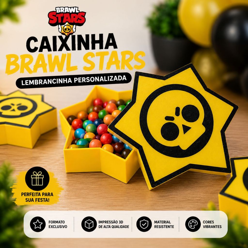 KIT 20 15 10 05 Caixinhas lembrancinha Estrela Brawl Stars Personalizada