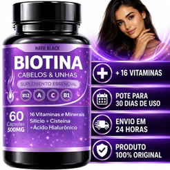 Biotina Original 100% Pura Cabelo e Unhas 60 Cápsulas - ENVIO EM 24 HORAS