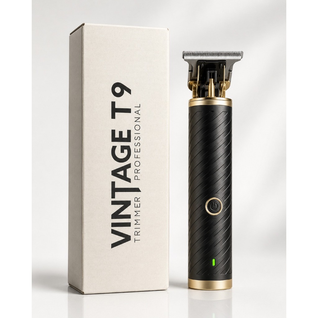 Máquina de Acabamento Vintage T9 Profissional Aparador de Cabelo Barba e Pelos