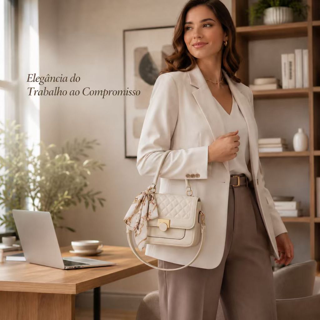 Bolsa Feminina Transversal Com Lencinho Bau Tiracolo Espaçosa Bolsa Feminina Estruturada Media Com Alça SU