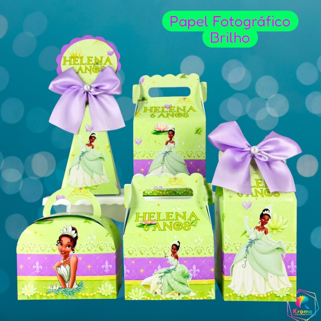 PEGUE E MONTE - Kit festa personalizada TIANA A PRINCESA E O SAPO Caixinhas Lembrancinhas para festa