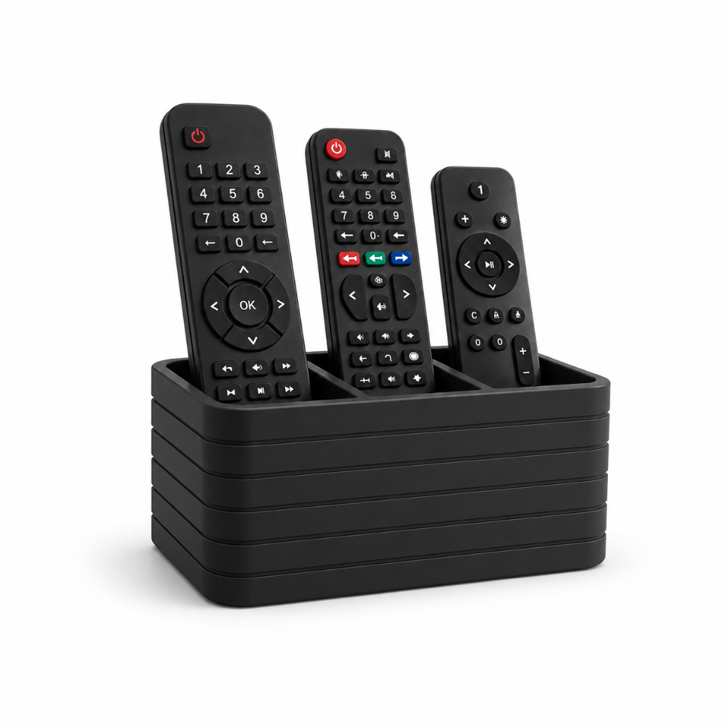 Organizador Porta Controle Remoto Universal 3 Divisórias Preto ou Branco – TV, Ar Condicionado, Ventilador