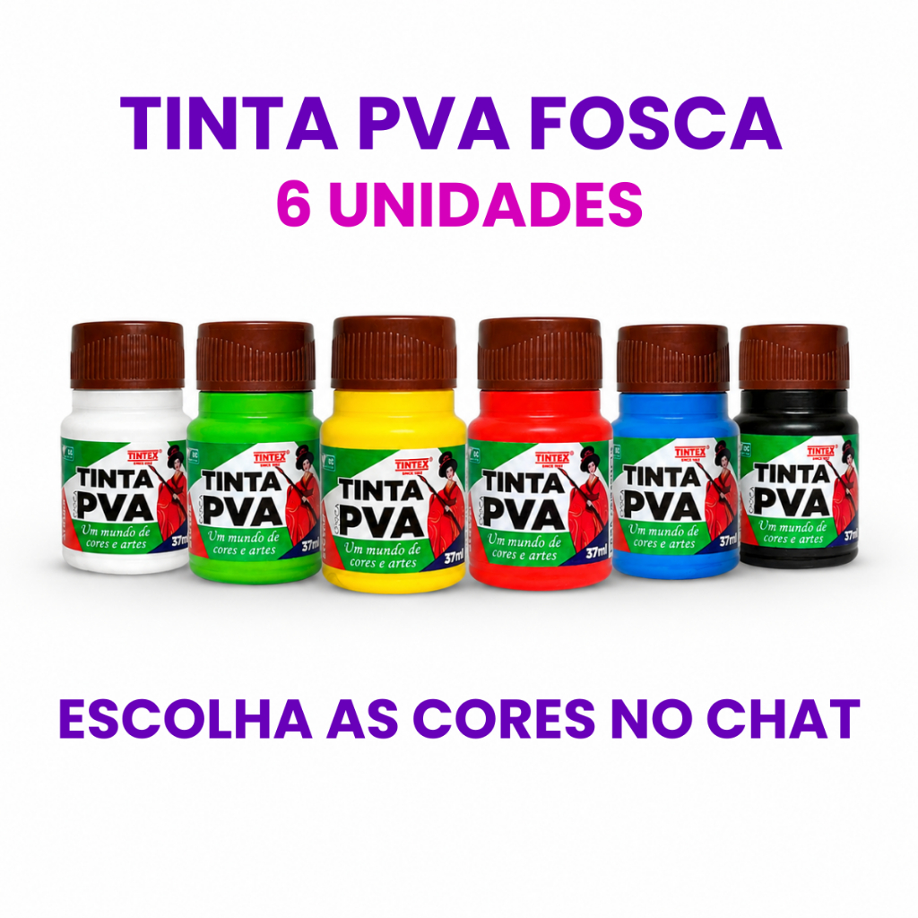 Kit c/ 6 Tinta PVA Fosca - TINTEX | 37ml [Escolha a cor pelo chat]