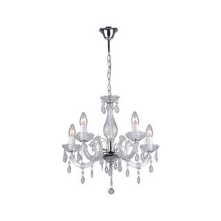 lustre candelabro cristal acrílico LLUM 5 braços e14 salas lojas suítes espaços escritórios iluminação decoração