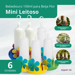 Kit 6 Un Bebedouro Beija Flor Passaros Mini 100ml Cores Mistas