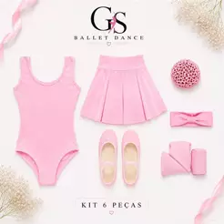 Kit Ballet 6 itens bailarina Regata e Saia Cós