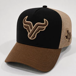 Boné Trucker estilo Cauntry Touro bordado alto relevo americano unissex aba curva telinha original Texas Field