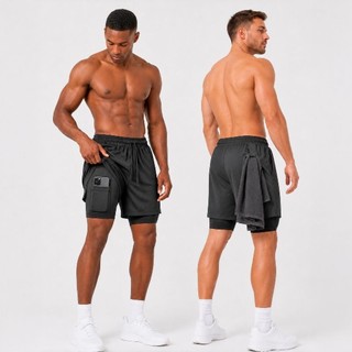 Bermuda Masculina Fitness Academia Treino Esportiva Com Bolso