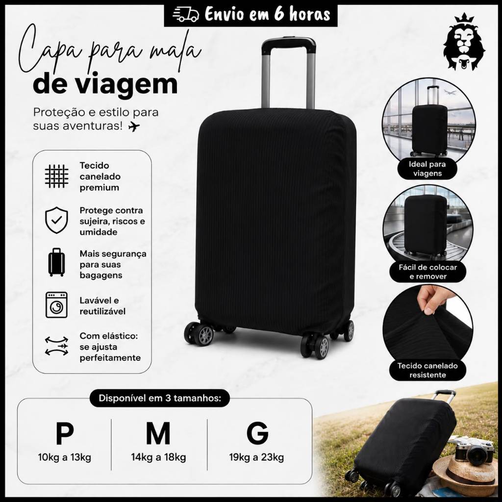 Capa Protetora De Mala De Viagem 10kg a 23kg Tecido Canelado Premium Promoção Diversas Cores