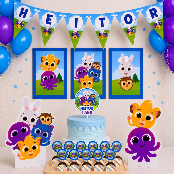 Kit Festa Bolofofos Menino Azul Personalizado | Só Bolinho | 100 itens | Aniversário Lembrancinha