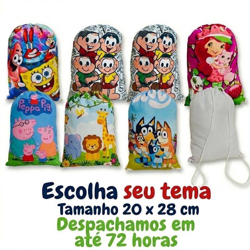 Mochilinhas Personalizadas - Qualquer Tema - Sacochila - Bolsa para Doces - Festa - Lembrancinha