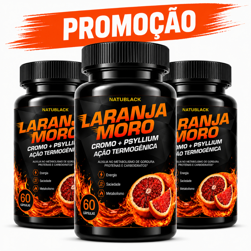 Kit 3 Potes Laranja Moro com Picolinato de Cromo e Psyllium