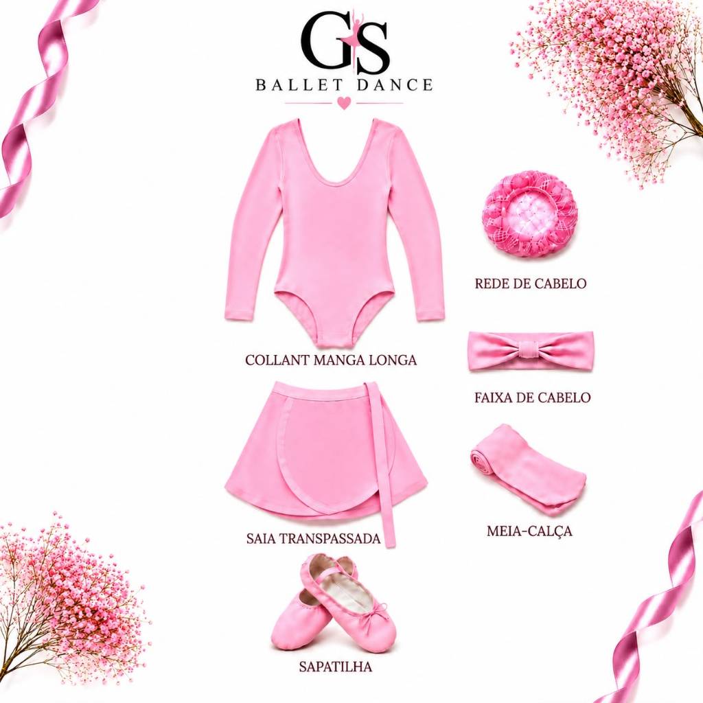 KIT 6 ITENS  BALLET MANGA LONGA E SAIA TRANSPASSADA
