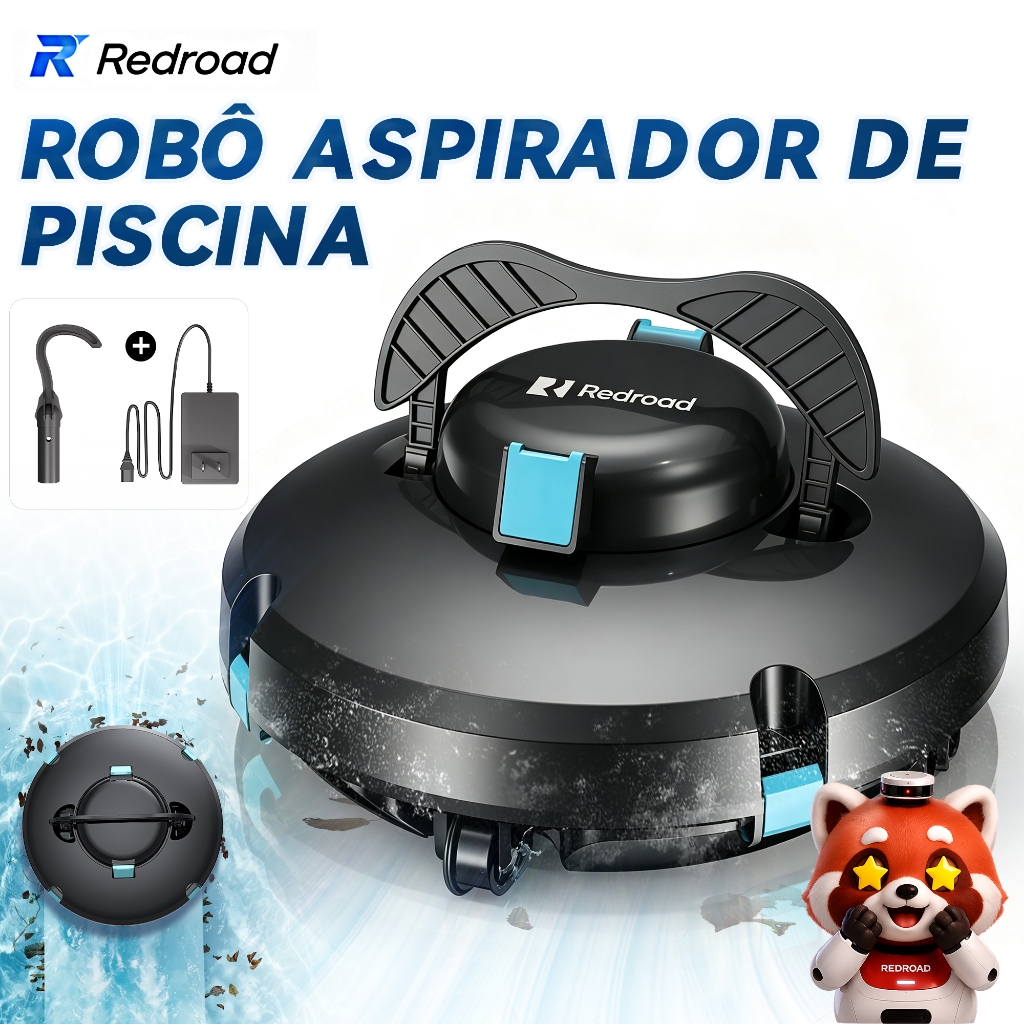 Aspirador Piscina sem Fio Inteligente 150Min  Limpeza Automática