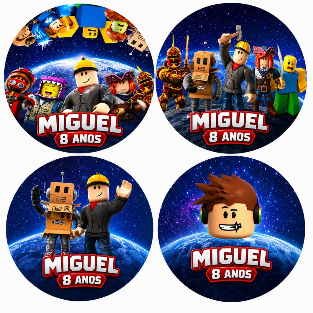 Kit Adesivos Roblox Etiquetas Personalizadas Aniversario Nome e Idade