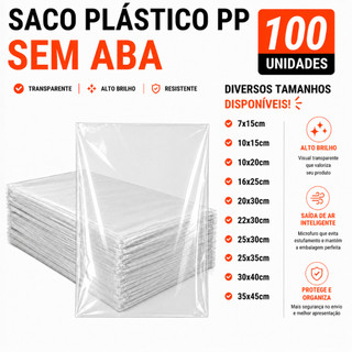 Saquinho Plástico 100un Polipropileno Sem Aba Transparente Para Joias Brindes Presentes Lembrancinha