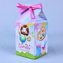 Kit 10 a 50 Caixinha O Maior Pintor do Mundo Menina 2 Milk Personalizado Papel Offset 180g Sem Lacinhos Para Presentear