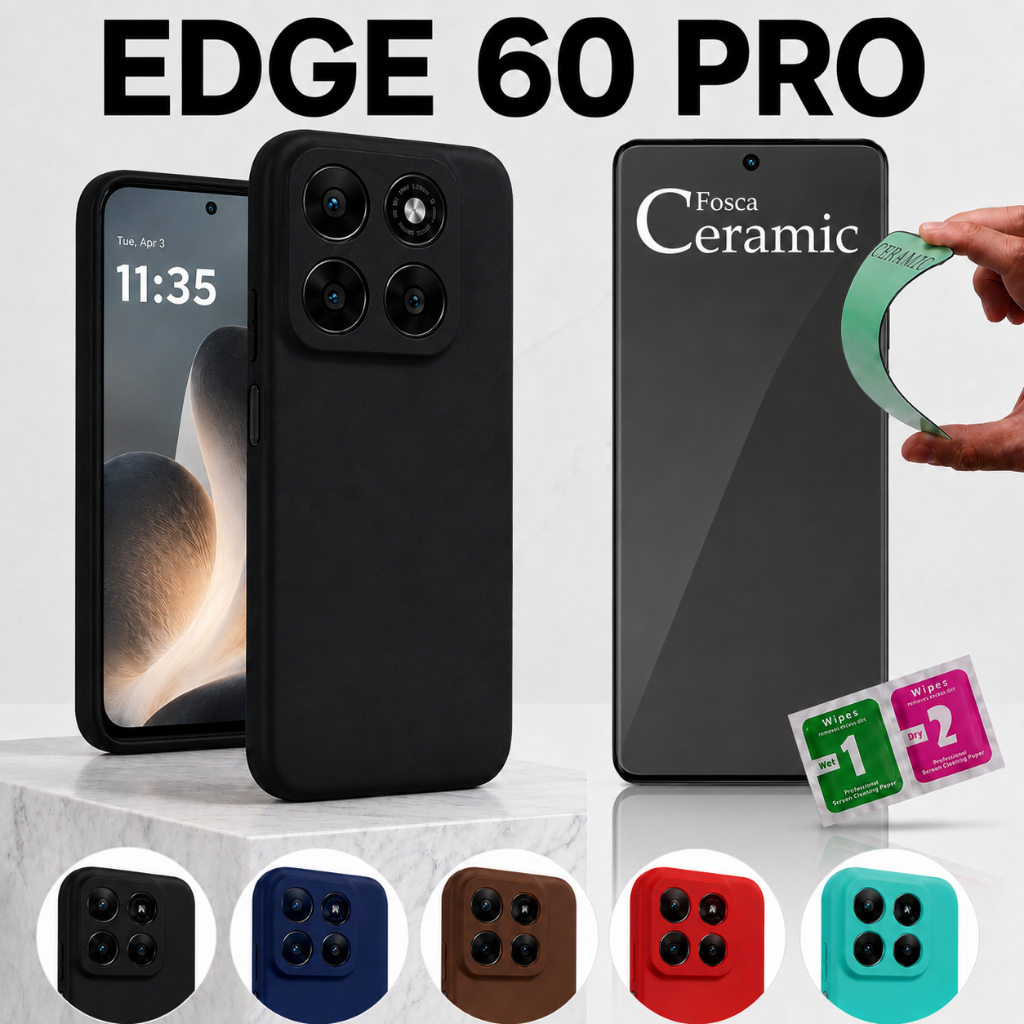 Motorola Moto Edge 60 Pro Capa Silicone Aveludada Premium Anti Impacto Proteção 