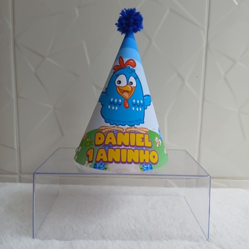 Chapéu Personalizado Galinha Pintadinha Azul - Chapéuzinho De Aniversário Personalizado Lembrancinhas Galinha Pintadinha