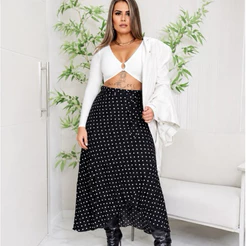 Saia envelope transpassada VISCOLINHO elegante feminina