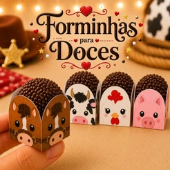 120 Forminhas para doces Fazendinha CAVALO VACA PORCO GALINHA 4 pétalas brigadeiro Festa infantil Doces Aniversario