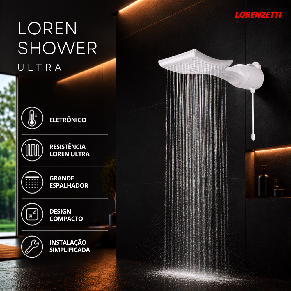 Chuveiro Ducha Eletrônica Loren Shower Ultra Lorenzetti 220v 7500w Branco · foto 2