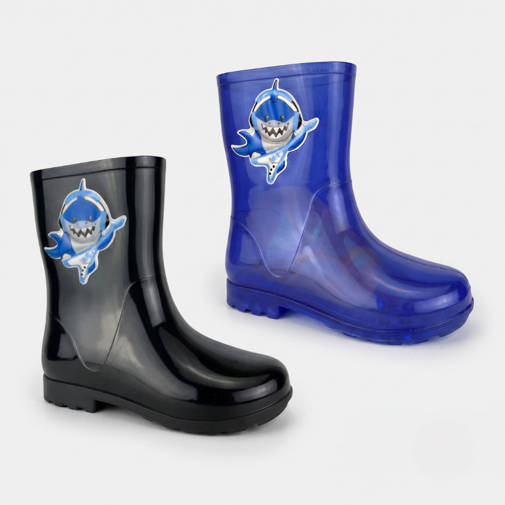 Bota Infantil Galocha Charmosinha Menino Tubarão Baby Shark Confortável