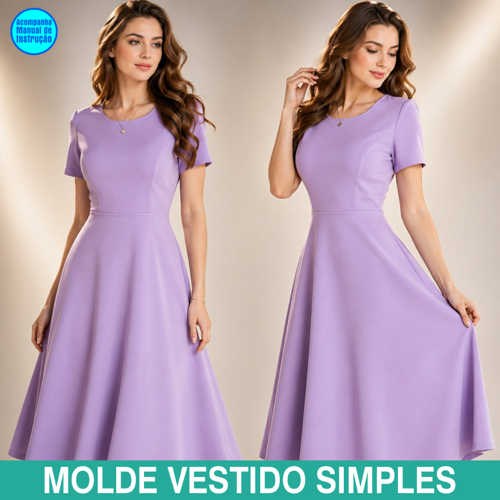 MOLDES PARA COSTURA - MOLDE VESTIDO SIMPLES 085 - PP AO G5