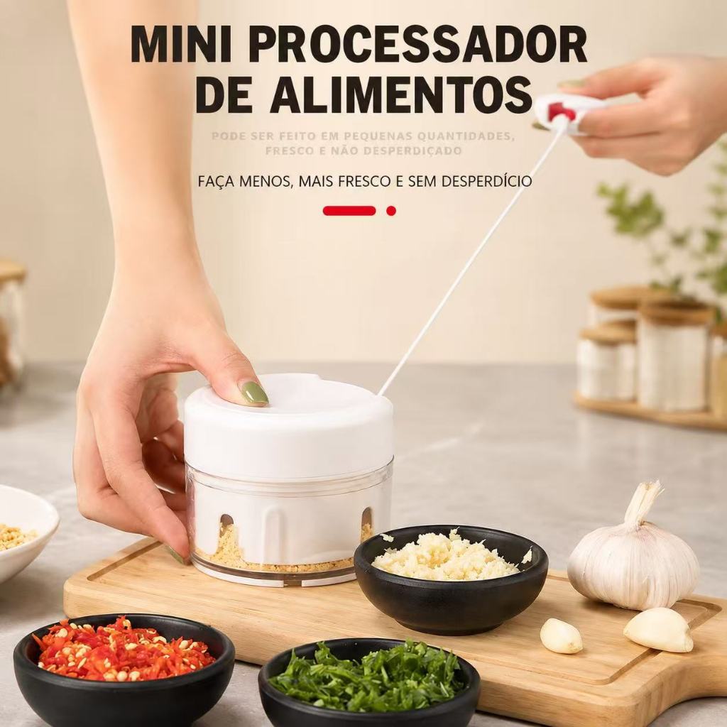 Mini Processador De Alimentos Triturador Manual Picador De Alho Legumes Cebola Frutas Multiuso