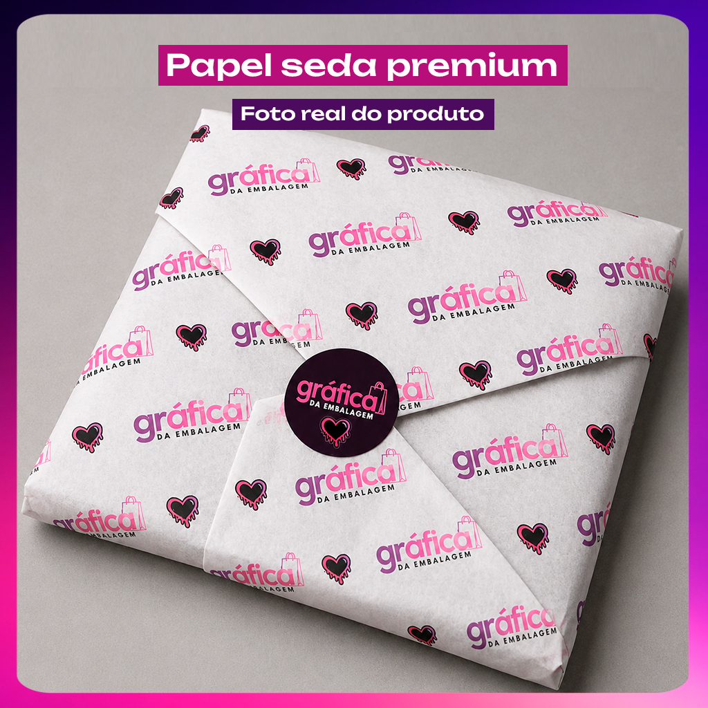 PAPEL SEDA PERSONALIZADO COM SUA LOGO 40X50CM - PAPEL SEDA PREMIUM 25/50/100 UNIDADES