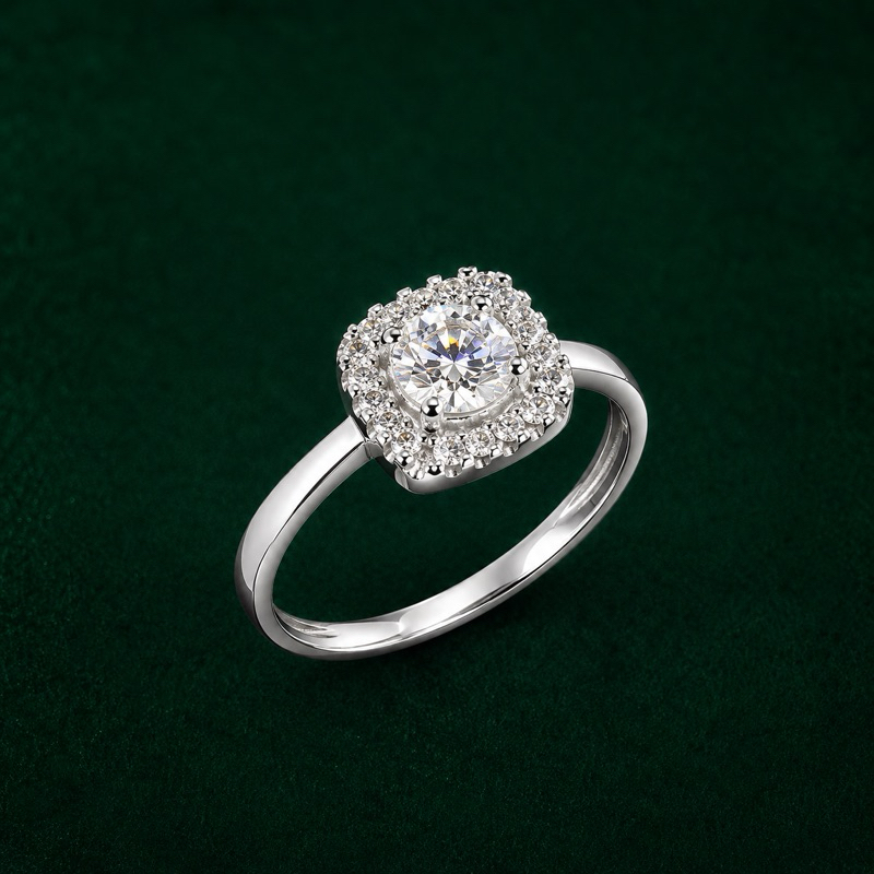 Anel Moissanite 5mm Cravejado Prata 925 Feminino Sofisticado